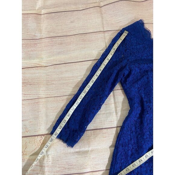 Cache Women's Blue Half Sleeve Lace Cocktail Dress - 10 - Picture 10 of 13